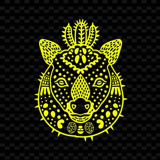 Png Prickly Pear With Tapir Silhouette I Simplify Design With Outline Animal And Tropical Leave