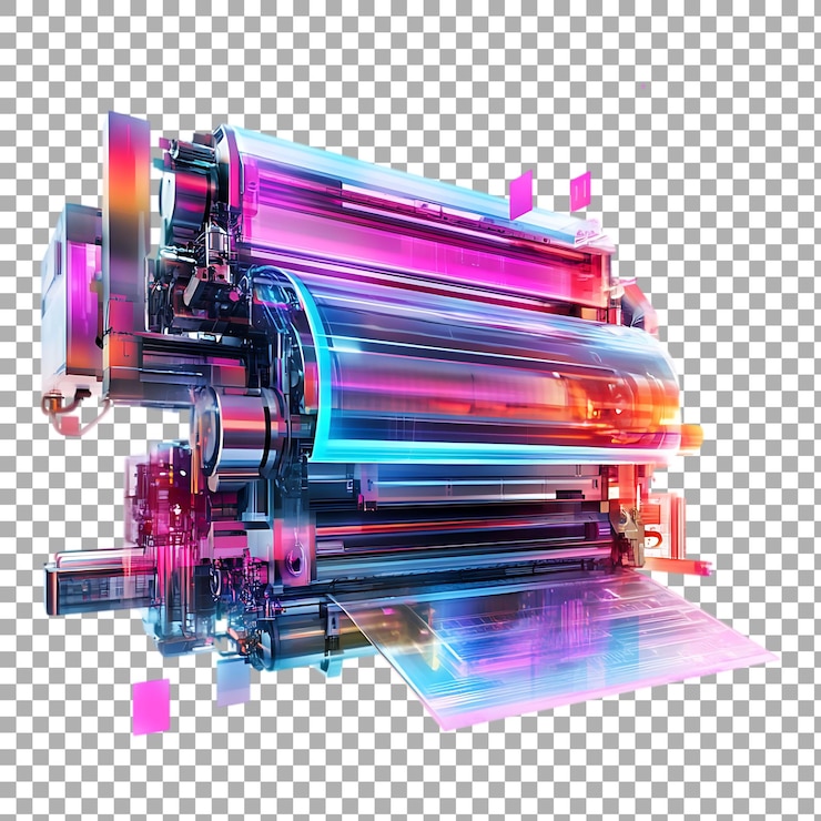 PSD png printing technology concept against a transparent background