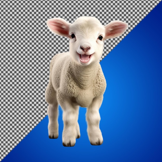 PSD png psd 3d carino piccolo volto sorridente agnello isolato su uno sfondo trasparente