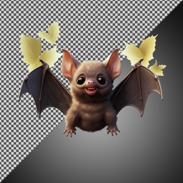 PSD png psd 3d gerenderde schattige baby vleermuis geïsoleerd op een transparante achtergrond