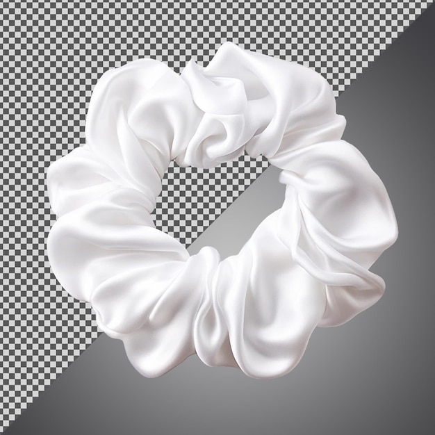 PSD png psd beautiful white silk scrunchie isolated on a transparent background