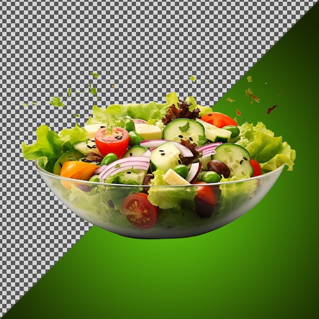 PSD png psd bowl of tasty garden salad isolated on a transparent background