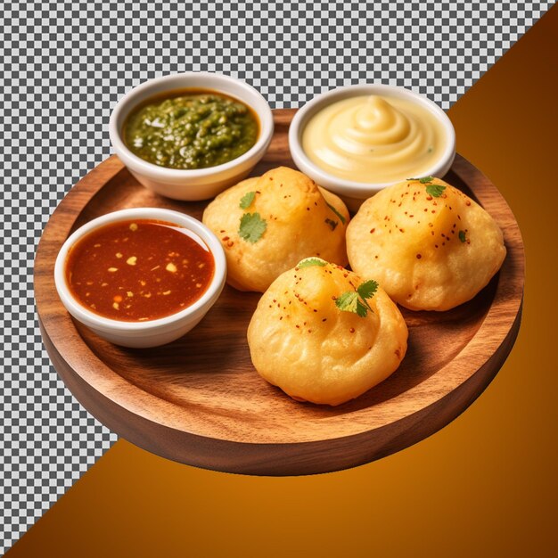 PSD png psd delicious panni puri with sauces isolated on transparent background