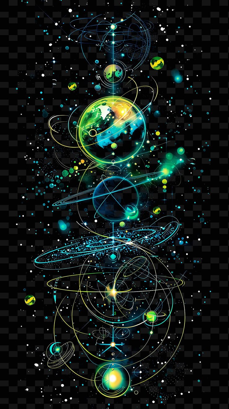 PSD png quantum tape decal with quantum mechanics symbols and parti creative neon y2k shape decorativec