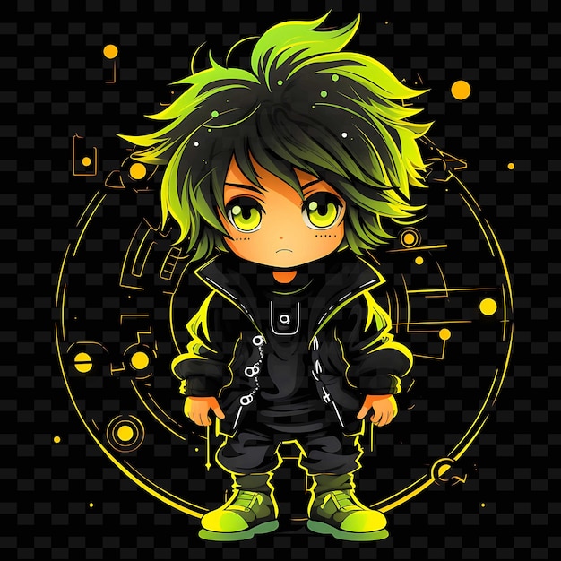 PSD png radiant rhythms ontketent creativiteit met sticker anime characters door neon lines