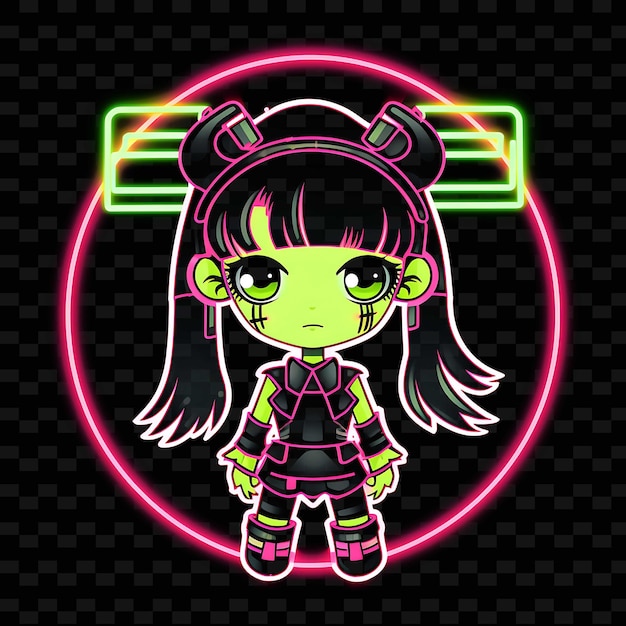 PSD png radiant rhythms ontketent creativiteit met sticker anime characters door neon lines