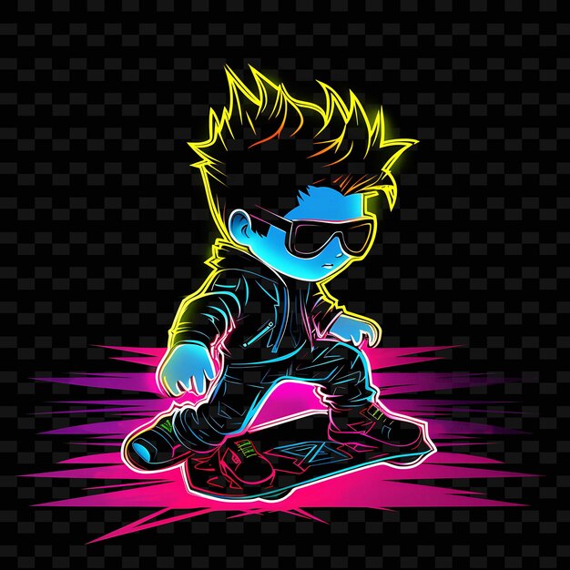 PSD png radiant rhythms ontketent creativiteit met sticker anime characters door neon lines