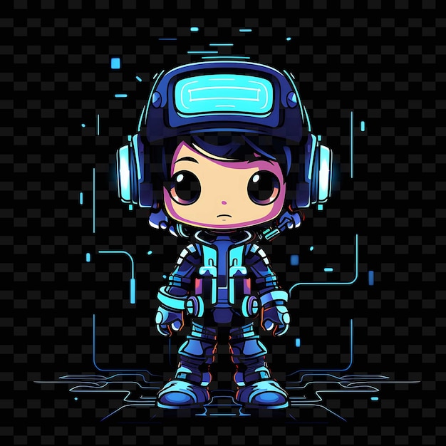 PSD png radiant rhythms unleashing creativity with sticker anime characters through neon lines