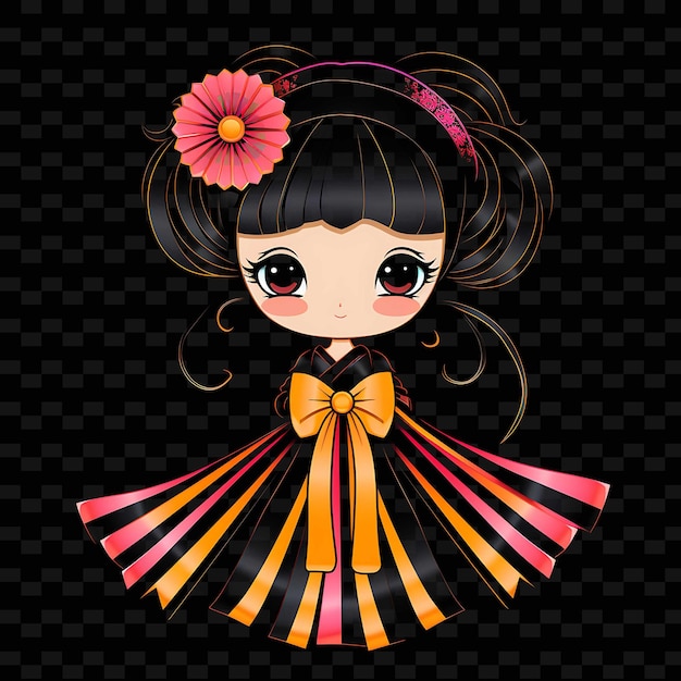 PSD png radiant rhythms unleashing creativity with sticker anime characters through neon lines