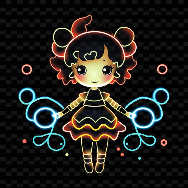 PSD png radiant rhythms unleashing creativity with sticker anime characters through neon lines