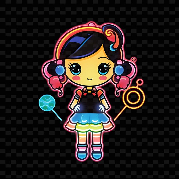 Png radiant rhythms unleashing creativity with sticker anime characters through neon lines