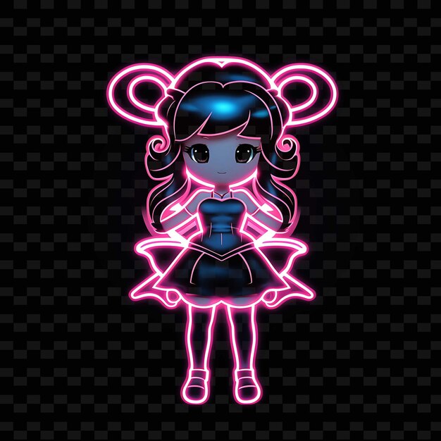 PSD png radiant rhythms unleashing creativity with sticker anime characters through neon lines