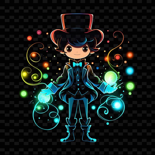 PSD png radiant rhythms unleashing creativity with sticker anime characters through neon lines