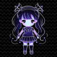 PSD png radiant rhythms unleashing creativity with sticker anime characters through neon lines