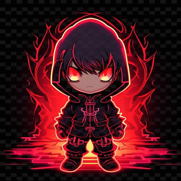 PSD png radiant rhythms unleashing creativity with sticker anime characters through neon lines