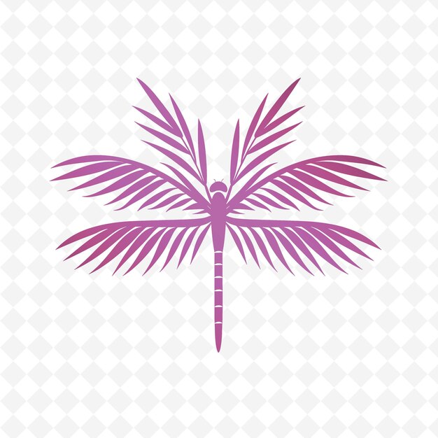 PSD png raffia palm z teksturami skrzydeł smoka i prostymi ikonami wi outline animal i tropical leave