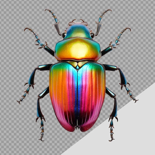 PSD png rainbow stag beetle wyizolowany na przezroczystym tle