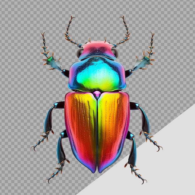 PSD png rainbow stag beetle wyizolowany na przezroczystym tle