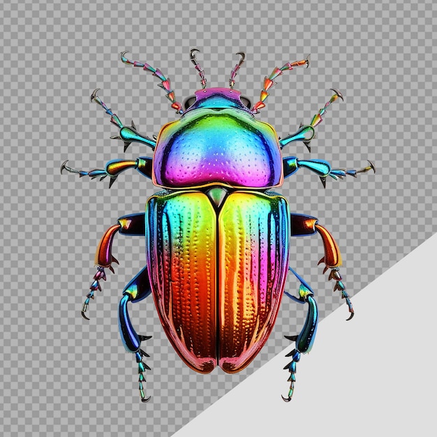 PSD png rainbow stag beetle wyizolowany na przezroczystym tle