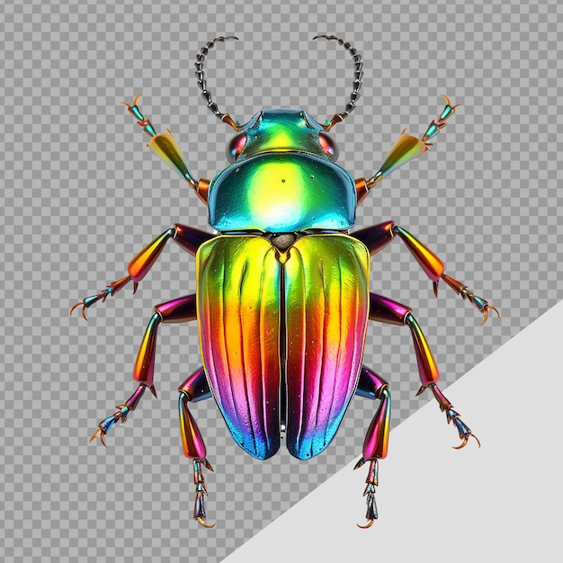 PSD png rainbow stag beetle wyizolowany na przezroczystym tle