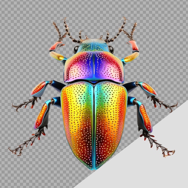 PSD png rainbow stag beetle wyizolowany na przezroczystym tle