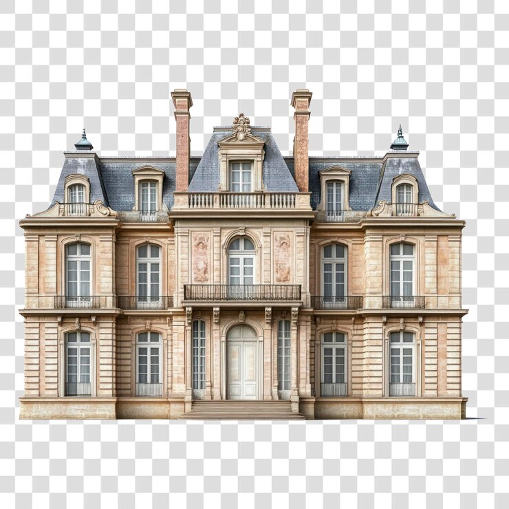 PSD png real french chateau architecture building french