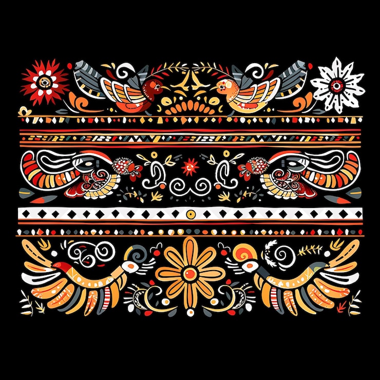 PSD png ręcznie malowane drewno z peruwiańskimi motywami borderlines design de creative nature design art