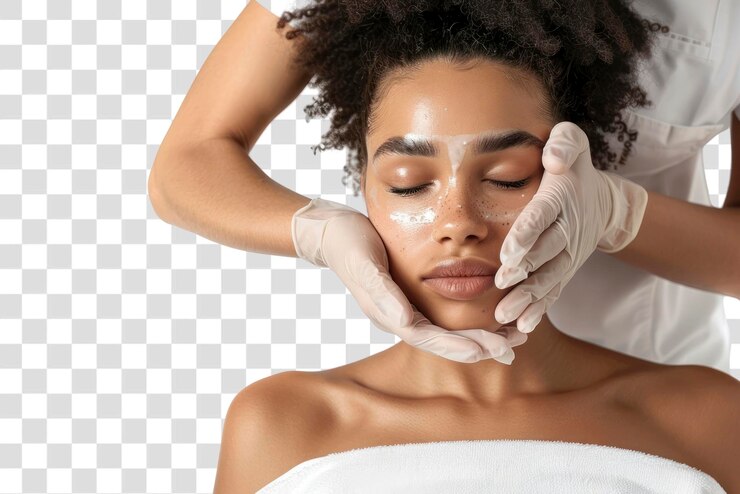 PSD png relaxing facial skincare treatment