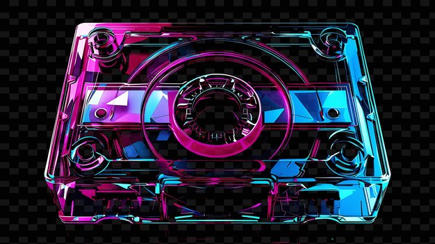 PSD png retro tape decal with vintage elements and neon colors retr creative neon y2k shape decorativeo