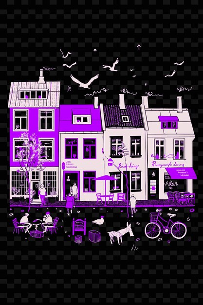 Png reykjaviks laugavegur con trendy street scene street art de illustration citys scene art decor