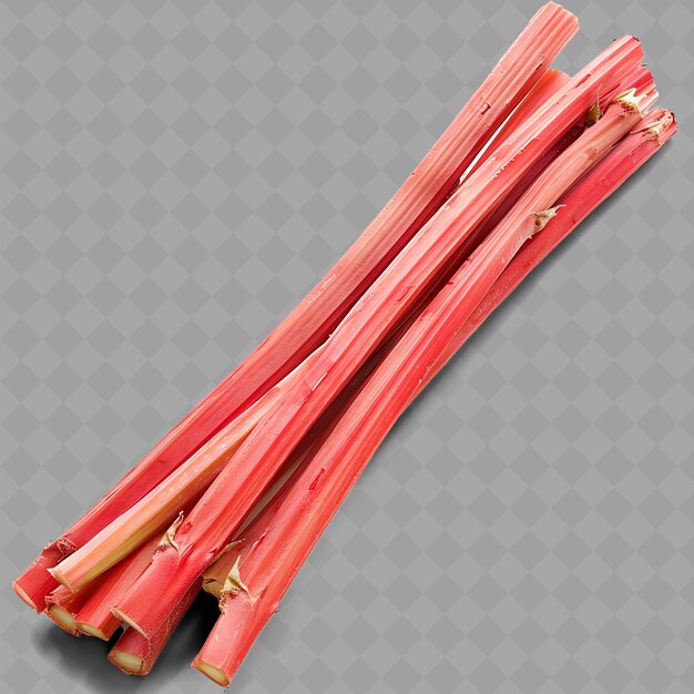 PSD png rhubarb stalk vegetable long stalks characterized by its red isolated fresh vegetables