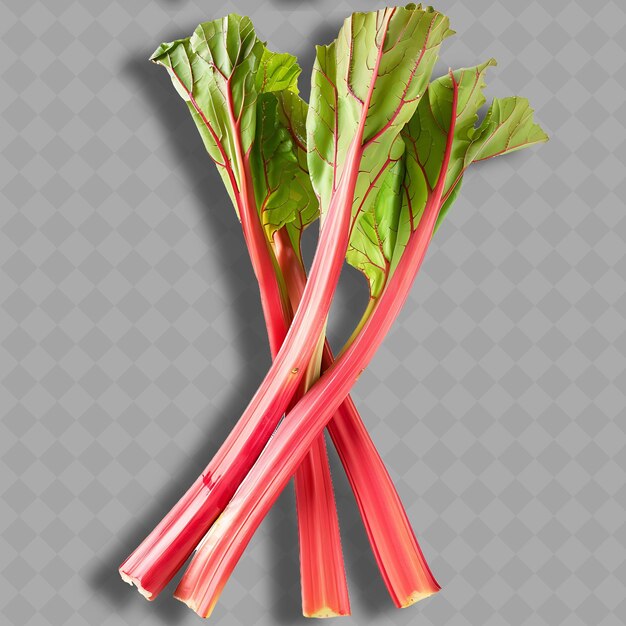 PSD png rhubarb stem vegetable długie łodygi charakteryzujące się czerwonym izolowanym czystym i świeżym warzywem