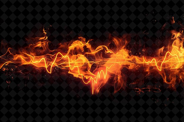 PSD png rhythmic pulsating fire heartbeat с ярко-красным и оранжевым неоновым эффектом текстуры y2k collection