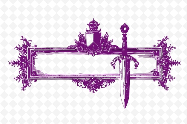 PSD png ridders armour frame art met zwaard en schild decoraties bo illustratie frame art decoratief