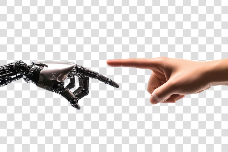 PSD png robot hand pointing finger human technology innovation
