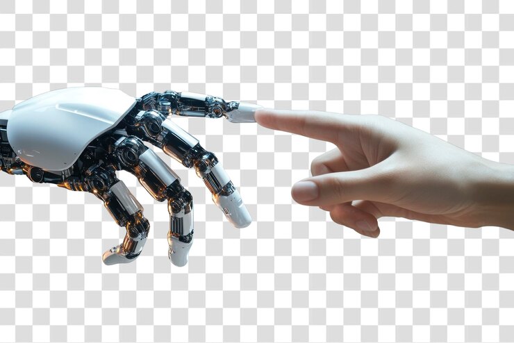 PSD png robot and a human hand technology future transportation