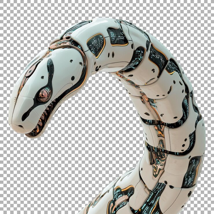 PSD png robotic snake head on transparent background
