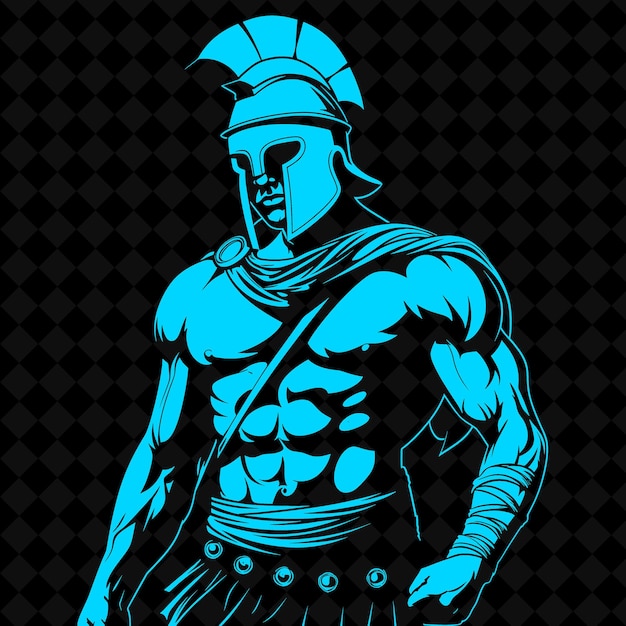 PSD png roman gladiator with a sica and a parmula expressing cunning medieval warrior character shape