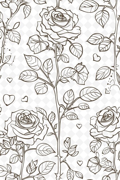PSD png romantyczna sztuka ramka z różami i listami miłosnymi dekoracje b ilustracja sztuka ramka dekoracyjna