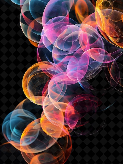 PSD png ronde fluorescerende gradiënt bubble met kleurrijke banden en of trendy neon color y2k achtergronden