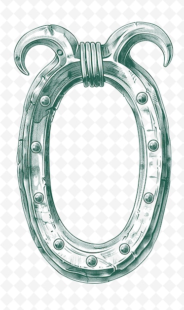 Png rustic postcard design met een horseshoe frame style featurin outline arts scribble decorative