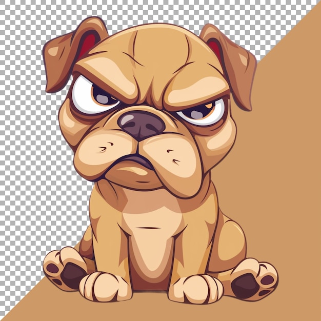 png of sad angry dog on transparent background ai generated