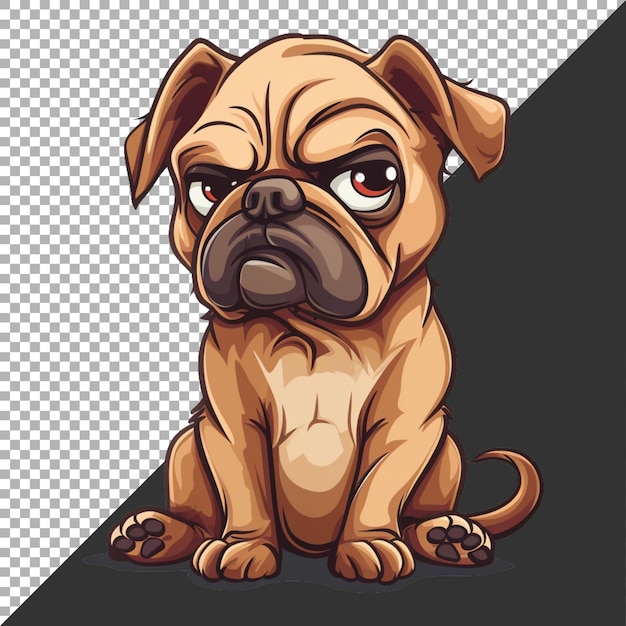 PSD png of sad angry dog on transparent background ai generated