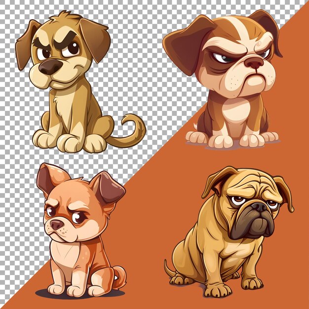 PSD png of sad angry dog on transparent background ai generated