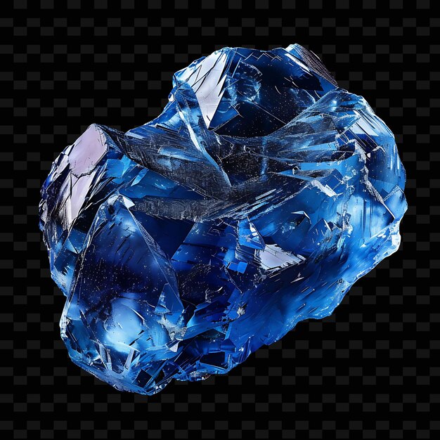 PSD png sapphire crystal chunk with rounded irregular shape blue col gradient object on dark background