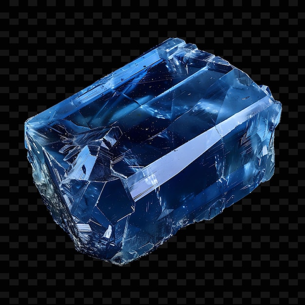 PSD png sapphire crystal fragment met rechthoekige vorm blauwe kleur gradiënt object op donkere achtergrond