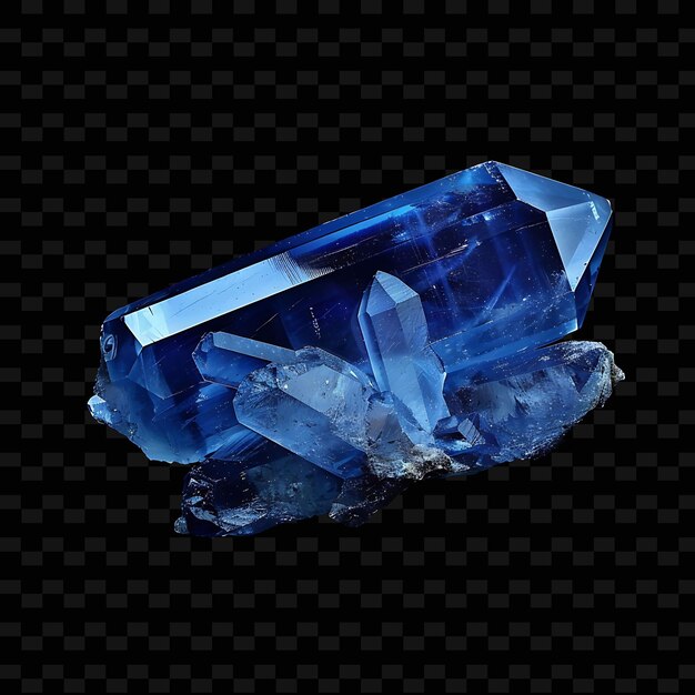 PSD png sapphire crystal with hexagonal prisms in blue color and tra gradient object on dark background