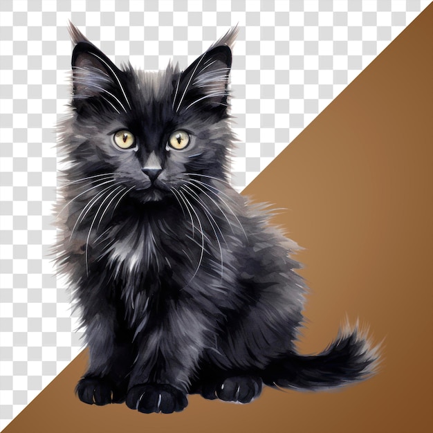 PNG schattige zwarte kitten illustratie