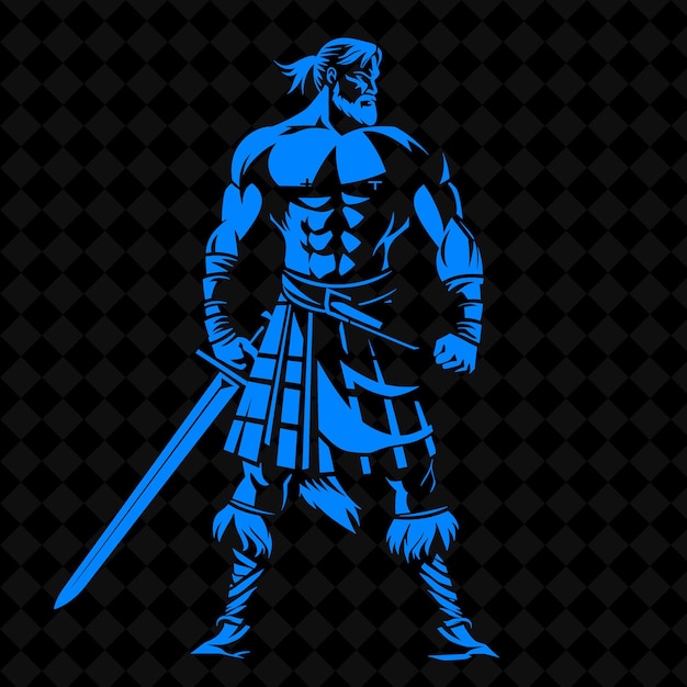 PSD png schotse claymore warrior met een greatsword fierce en proud middeleeuwse warrior character shape