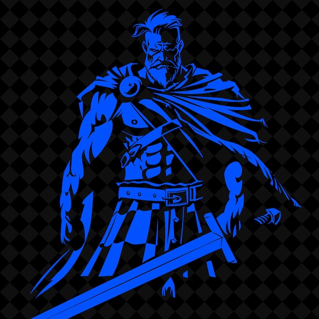 PSD png schotse claymore warrior met een greatsword fierce en proud middeleeuwse warrior character shape